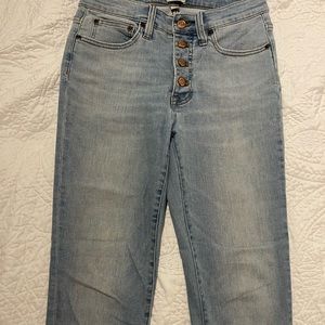 JCrew 9” high rise toothpick jeans - light wash - size 27